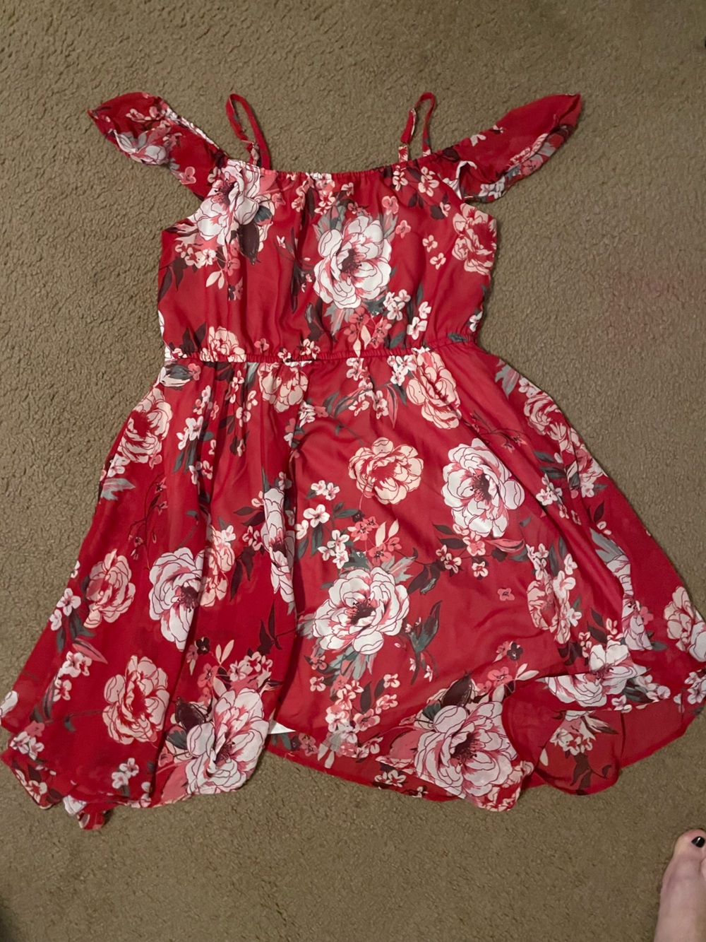 The Children's Place Red Floral Cold-Shoulder Sundress with Pink Accents - Picture 2 of 3